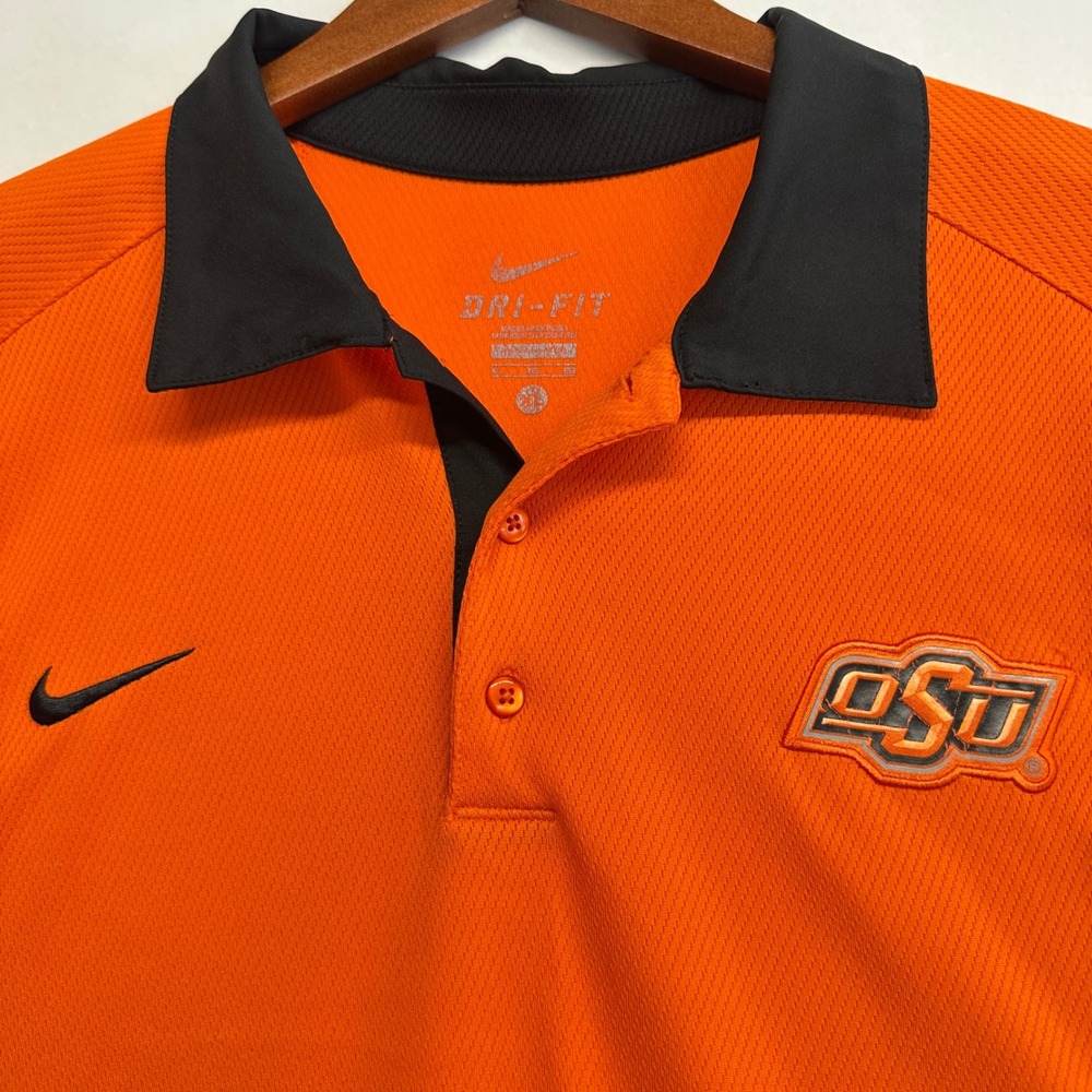 Nike Oklahoma State Cowboys OSU Dri-FIT Polo Shirt Orange Mens XL Short Sleeve